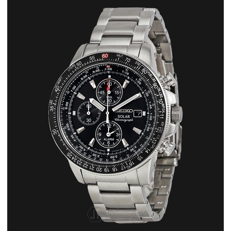 Jual Seiko Solar Chronograph SSC009P1 Dual Time Black Dial Silver Bracelet  Indonesia|Shopee Indonesia