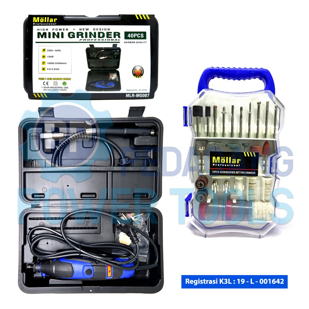 MOLLAR MG007 MINI DIE GRINDER SET &amp; 72 PCS AKSESORIS BOR GERINDA TUNER