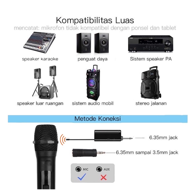 【33LV.ID】Mic Wireless Double dan Single Sound Best Mikrofon Dinamis Profesional