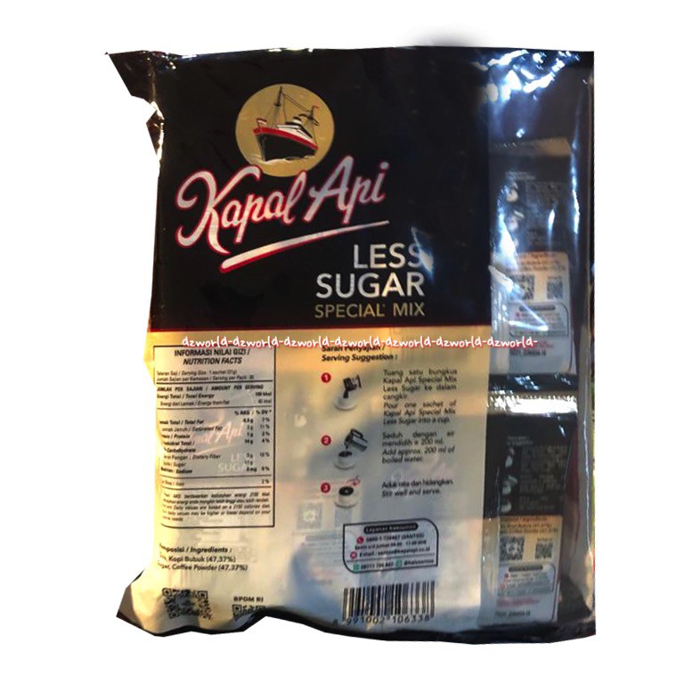 Kapal Api Less Sugar Isi 20sachet Kopi Bubuk Special Mix KapalApi Kopi Tanpa Gula Lesssugar Non Sugar Free 20 Sachet