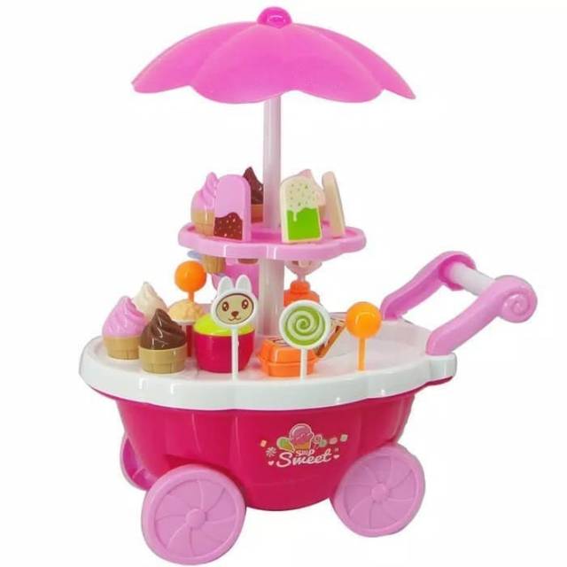 MAINAN GEROBAK CANDY ICE CREAM EDUKASI - TROLLY JUALAN ANAK EDUKATIF