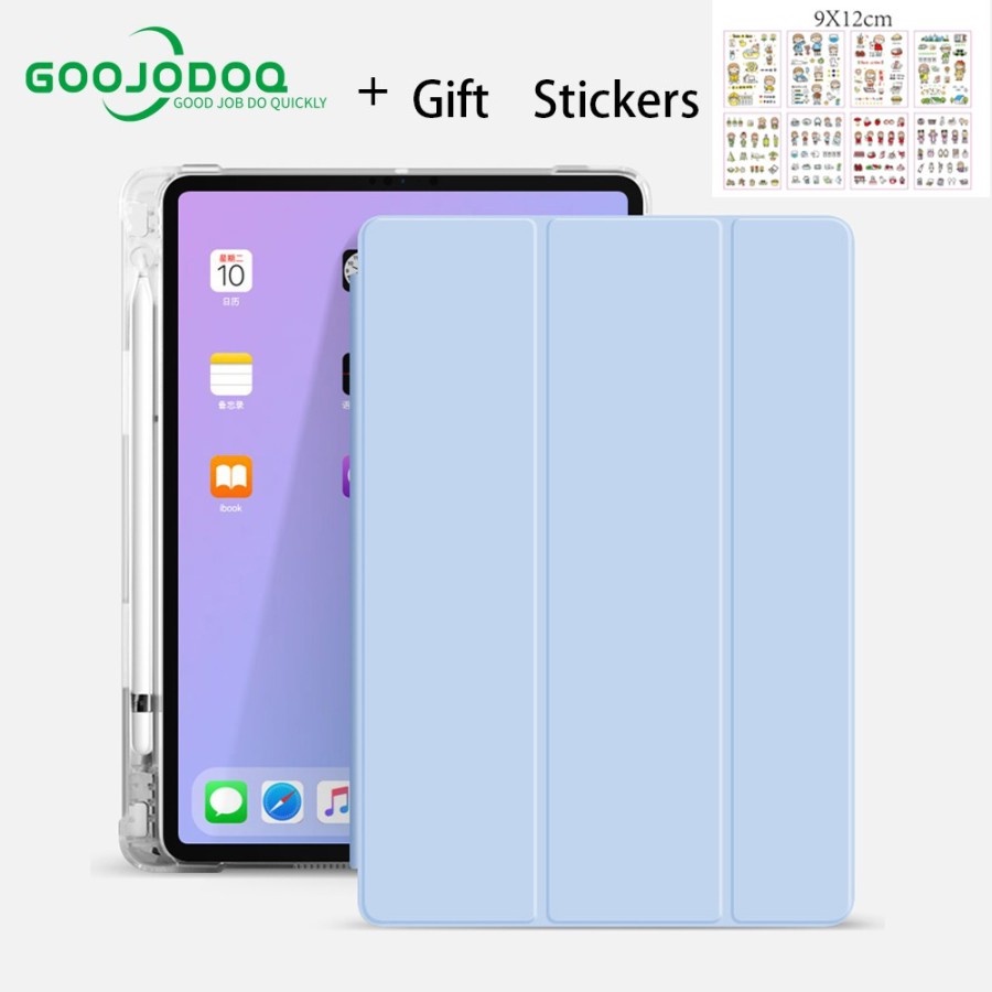 【Beli dua diskon 20%】 GOOJODOQ 2022 Flip Stand Case Matte Transparent For iPad mini 4/5 Air 4 10.2 - hijau tua,For ipad 11 2020