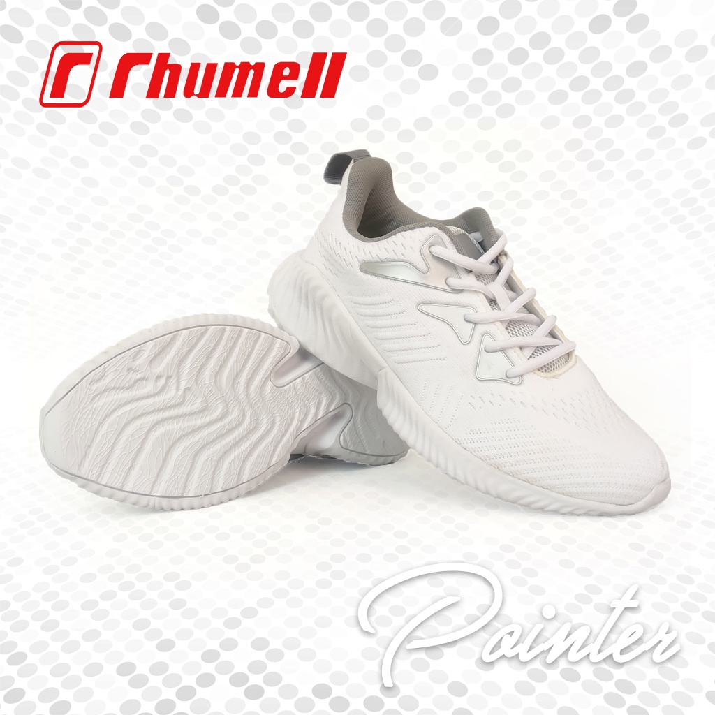 Sepatu Sneakers Sekolah Running All White Pria Rhumell - Pointer All White/Putih