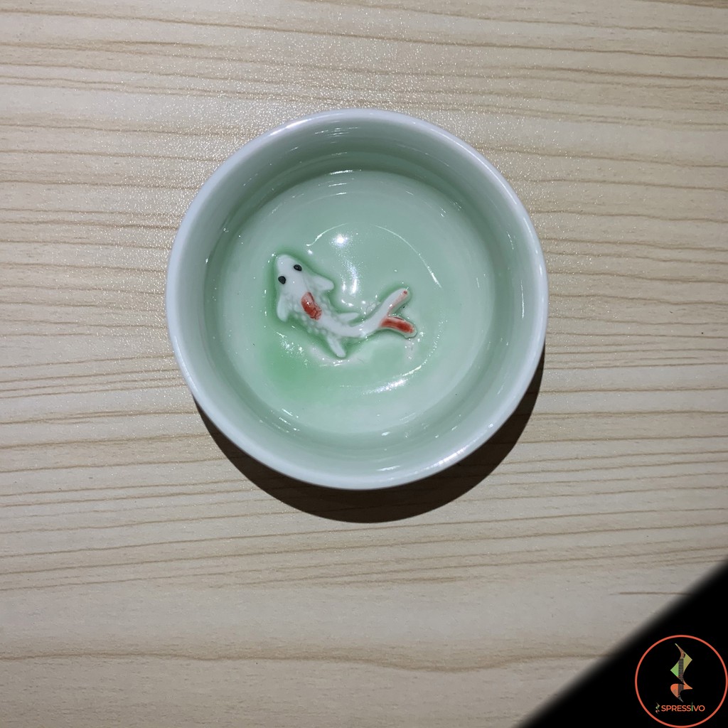 Teko + 6 cangkir teh keramik hijau ikan koi chinese teapot cup [701]