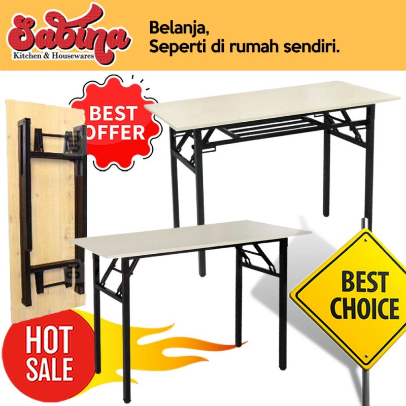 Mrosaa Meja Kayu Belajar Laptop Lipat Foldable Desk 120x40CM - M024524