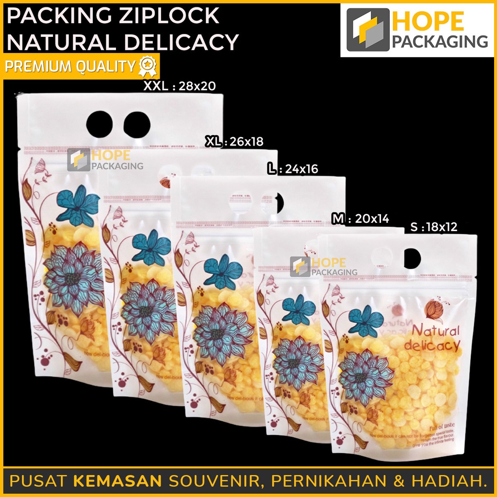 [ 5 PCS ] Packing Ziplock Natural Delicacy Flower / Plastik Putih Bening Motif Bunga