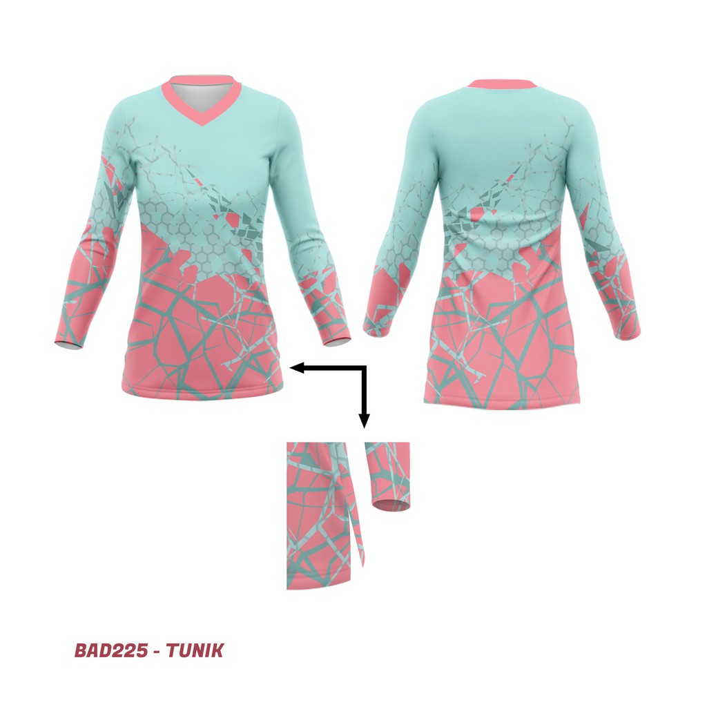 Baju Jersey Sepeda Gowes Baju Tunik Wanita Muslim Muslimah Lengan Panjang Full Printing BAD01