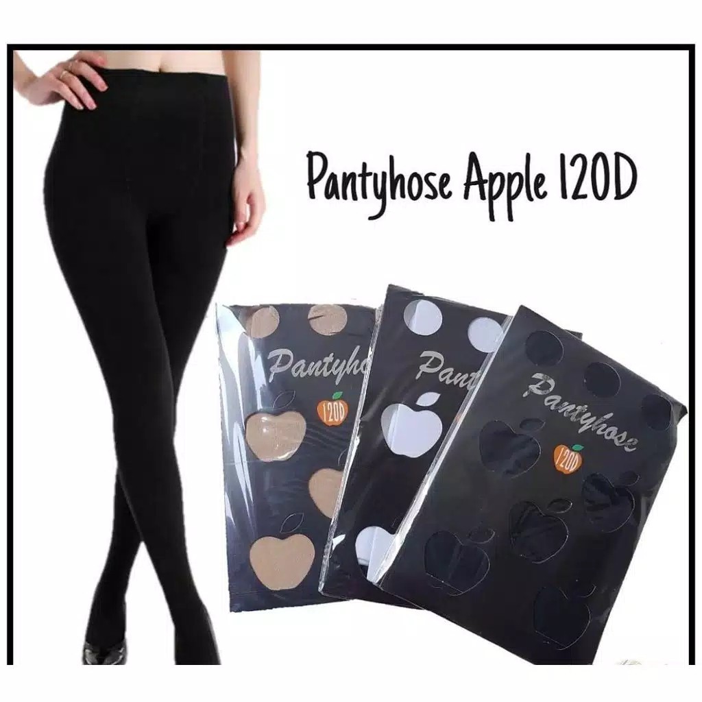 Bisa COD Stocking Pantyhose Celana Aplle 120 Denier Hitam Putih Cream Import Wanita 016