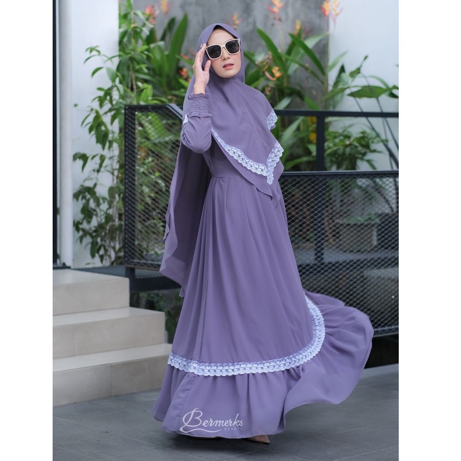 Gamis Bermerks Syar'i Original Renda Putih