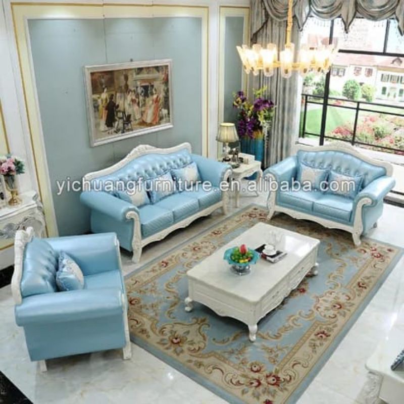Sofa Ruang Tamu Terbaru Gaya Eropa Sofa Blue Minimalis Super Mewah