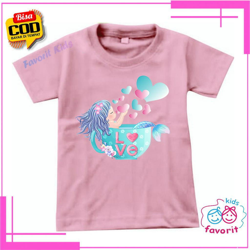 KAOS ANAK PEREMPUAN MERMAID LENGAN PENDEK 1 TAHUN - 10 TAHUN