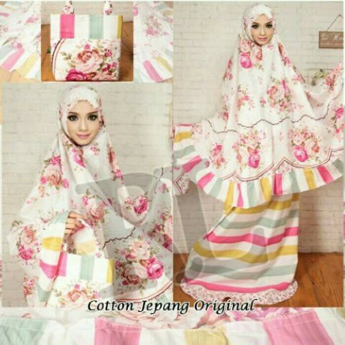 mukena katun jepang rainbow / mukena katun premium