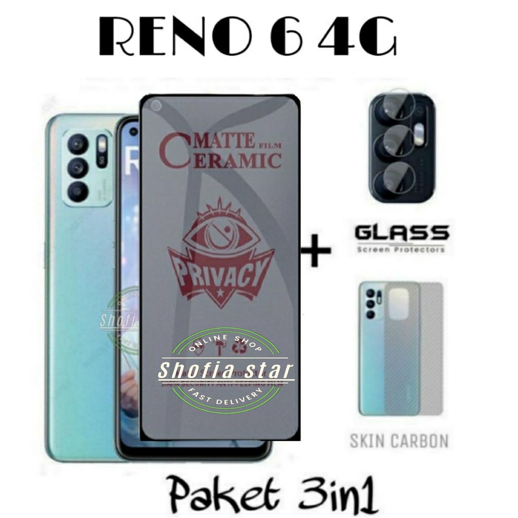 3IN1 TEMPERED GLASS CERAMIC PRIVACY MATTE ANTI SPY RENO 7 4G/5G 6 4G/5G 5 5F 7Z 5G 8 4G5G 8z