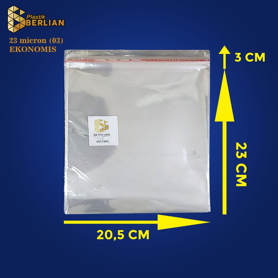 

20,5 x 23 cm Plastik OPP EKONOMIS 23micron (100 lbr) (lem/seal)