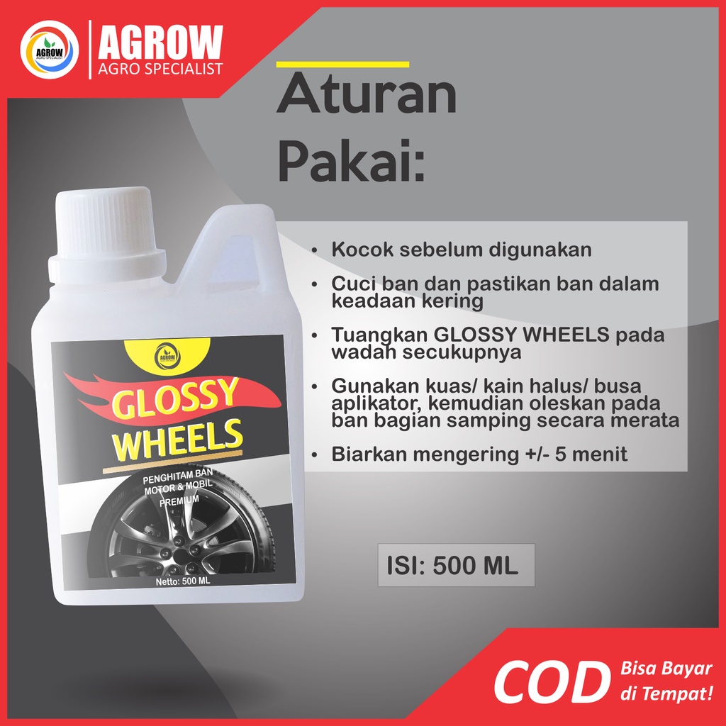 Semir Ban Glossy Wheels Berkualitas Murah Penghitam Pengkilap Ban Tire Gel Cuci Mobil Cuci Motor 500 Ml