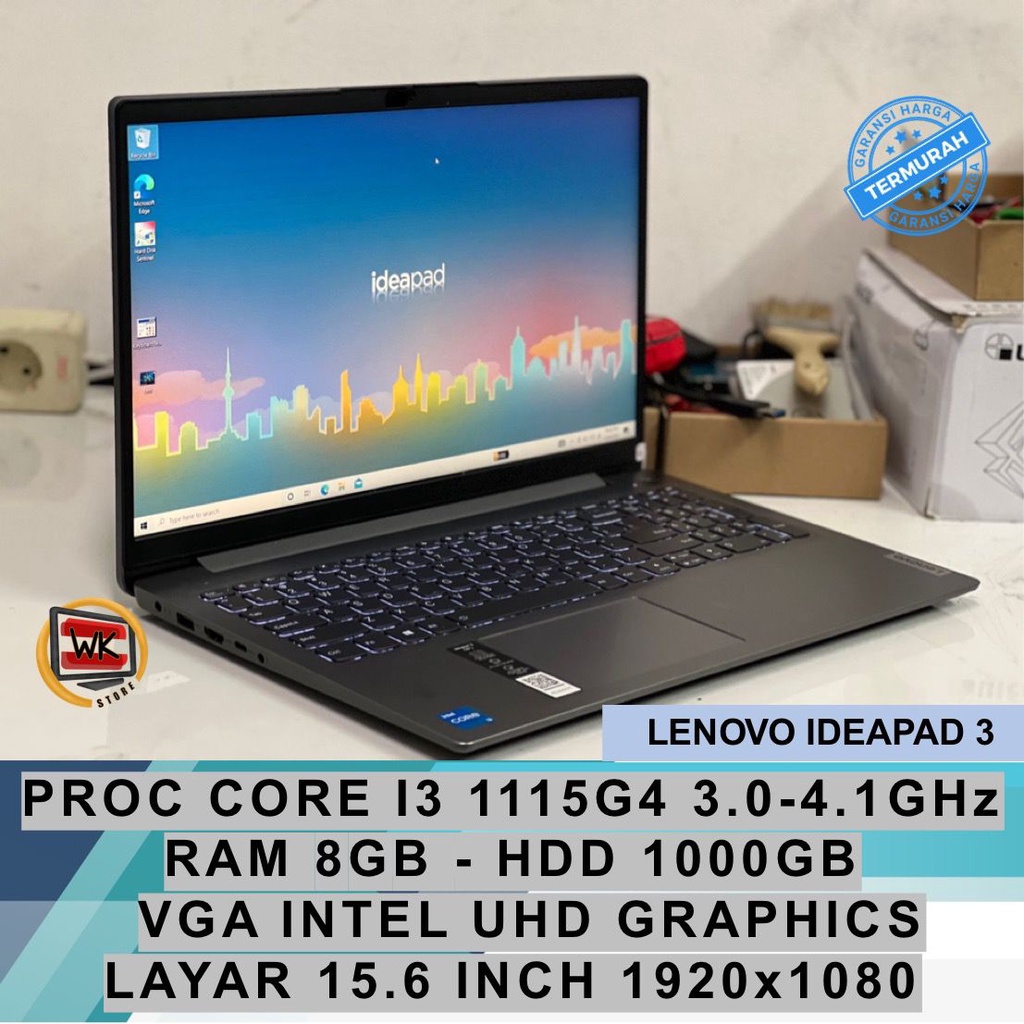 LENOVO IDEAPAD 3 CORE I3 115G4 RAM 8GB HDD 1TB LAPTOP ULTRABOOK