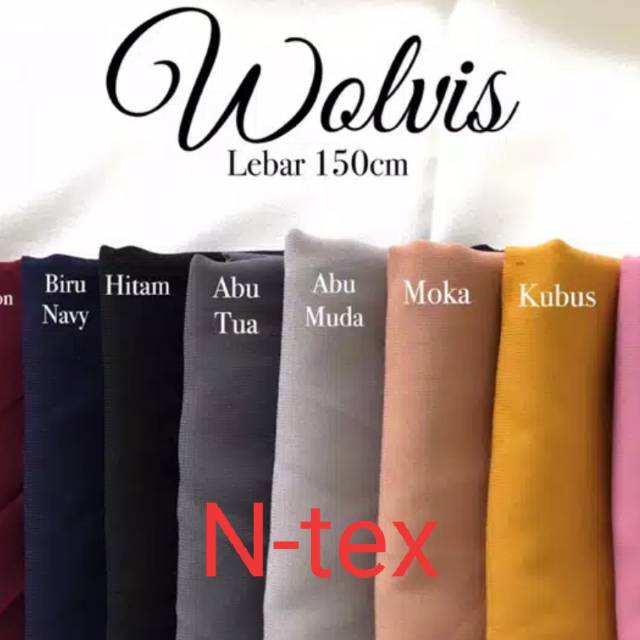 Kain Wolfis Polos Grade A harga per 0.5meter