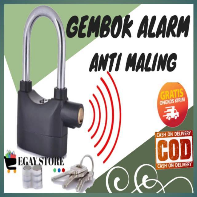 Gembok Alarm Anti Maling Kunci Gembok Rem Cakram Pengaman Motor Kinbar Ring Panjang Terlaris