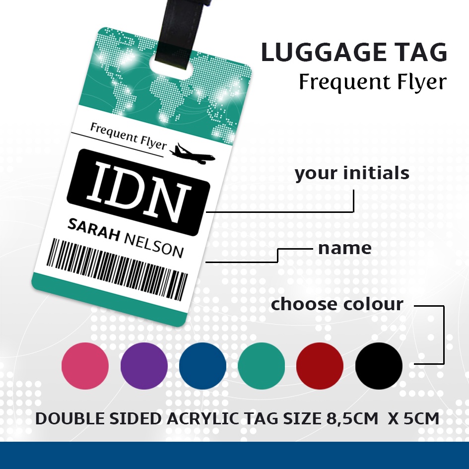 Luggage Tag Gantungan Tas Travel Custom Akrilik Bagtag Frequent Flyer Koper