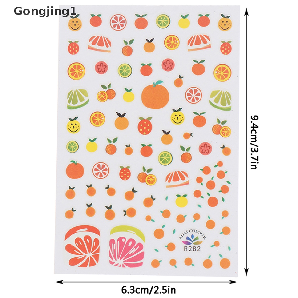 Gongjing1 1 Lembar Stiker Kuku Motif Alpukat / Kaktus / Bunga / Buah Untuk Manicure