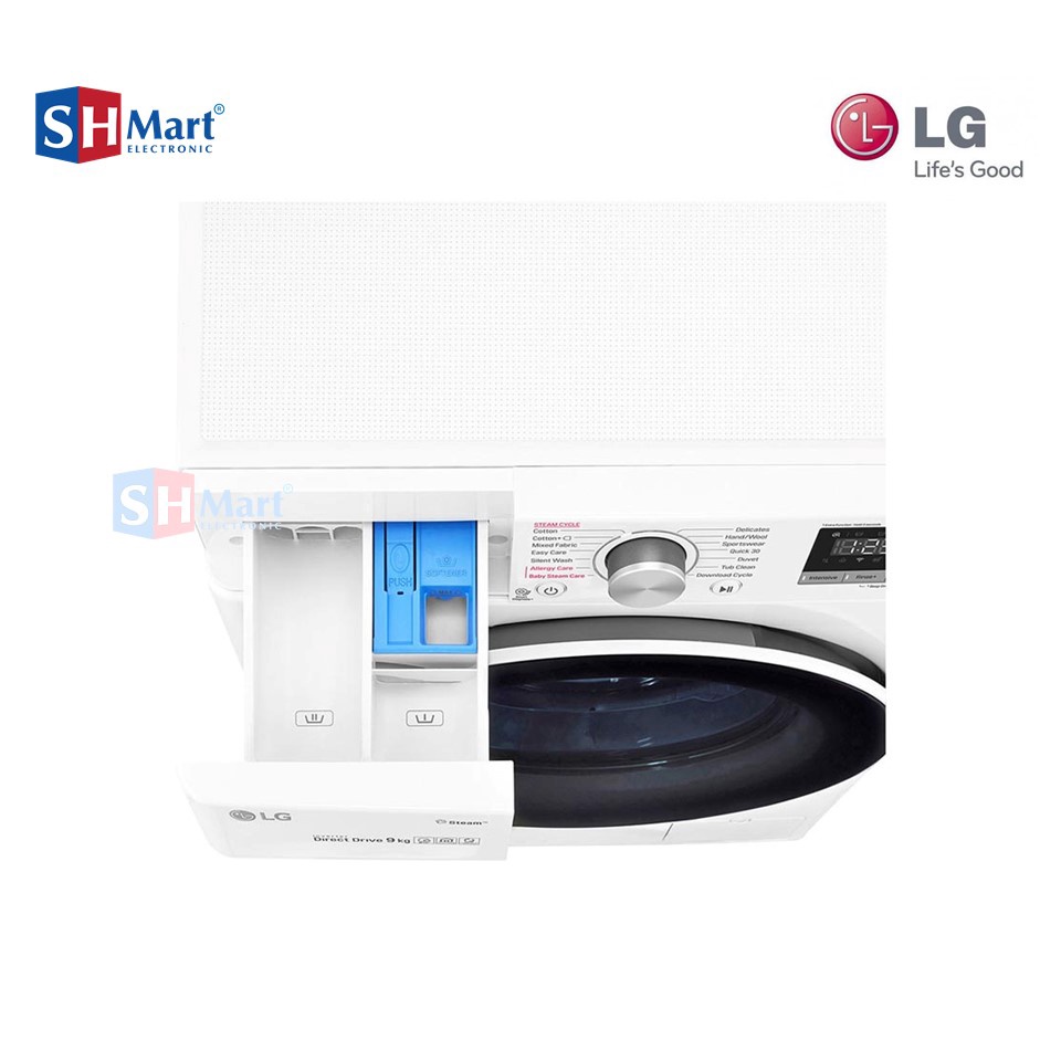 MESIN CUCI LG FV1409S4W FRONT LOADING 9 KG INVERTER SMART THINQ WIFI