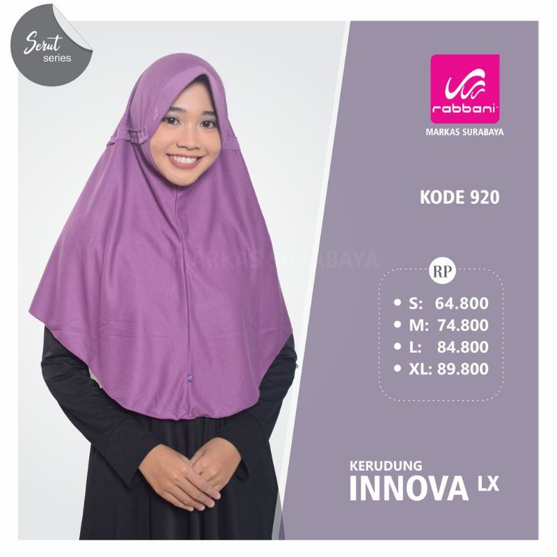 kerudung Rabbani Innova LX - kerudung Rabbani serut tertutup - kerudung Rabbani asli