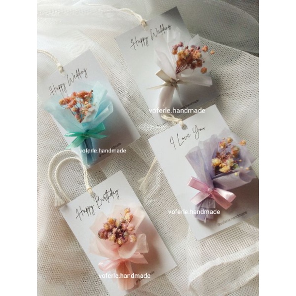Greeting Card aesthetic flower bouquet | Kartu ucapan ulang tahun aesthetic buket bunga kering l Kar
