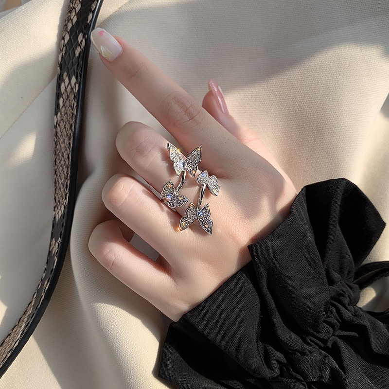 Butterfly Cincin Jari Telunjuk Model Terbuka Desain Kupu-Kupu Untuk Wanita