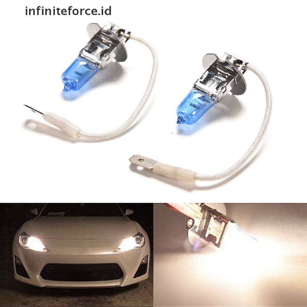 (infiniteforce.id) 2pcs Lampu Depan Mobil Halogen LED H3 100W 12V Warna Putih