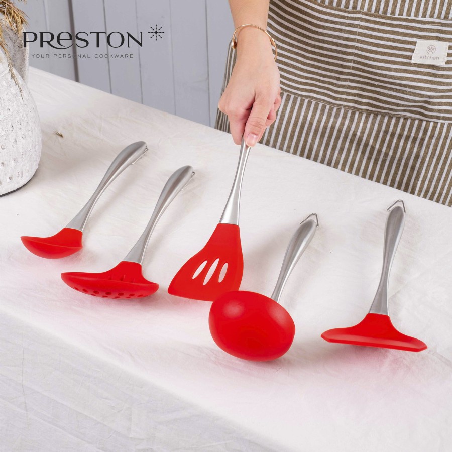 PRESTON COOKWARE SET SPATULA - Popula Set Spatula MERAH - Sutil Masak Silikon Food Grade / Spatula Silikon Set