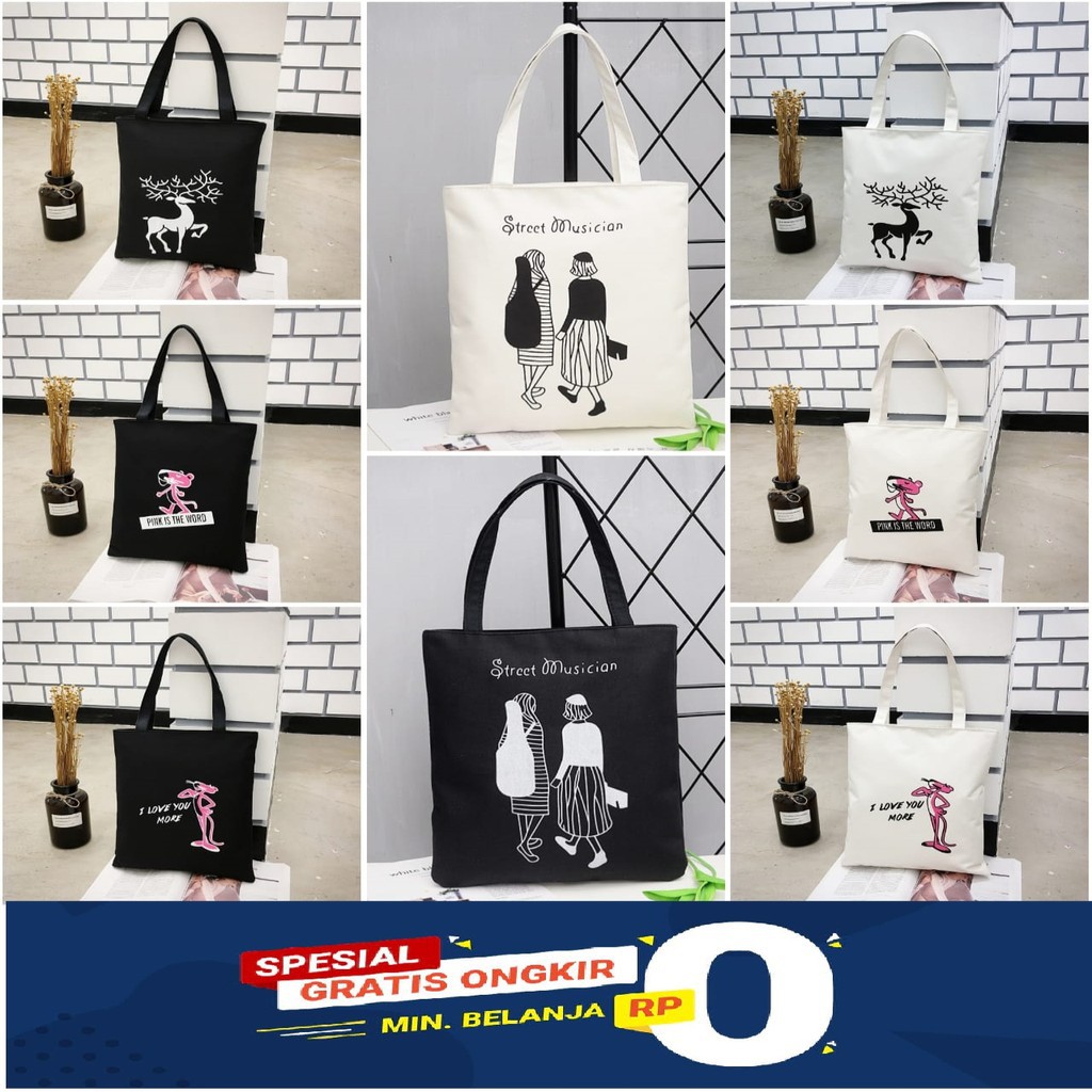 TOTEBAG WANITA KANVAS IMPORT COOL SERIES TAS SELEMPANG KULIAH FASHION CEWEK KOREA MURAH