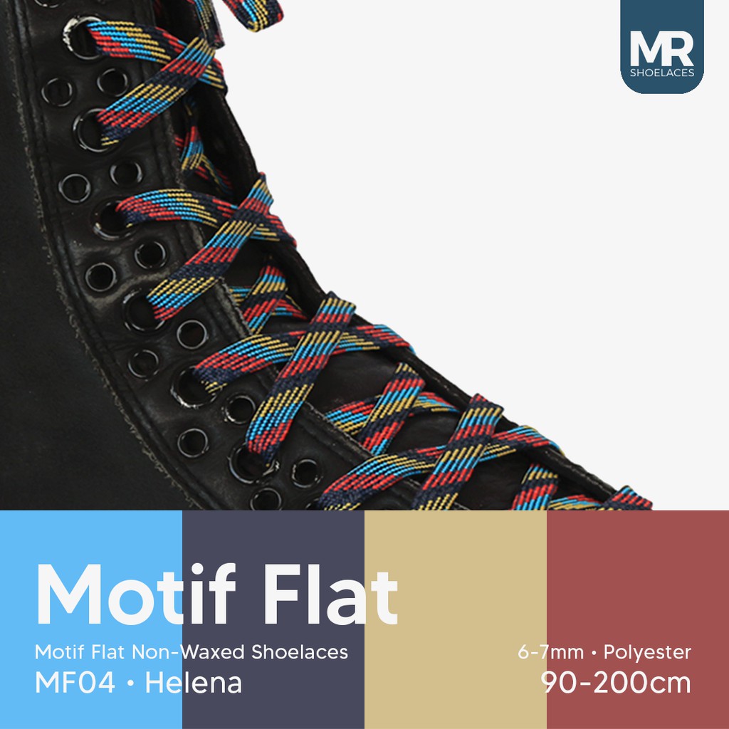 MR Shoelaces MF04 Helena Tali Sepatu Motif Flat Gepeng 120-200cm - Premium Shoelace Lebar 6-7mm