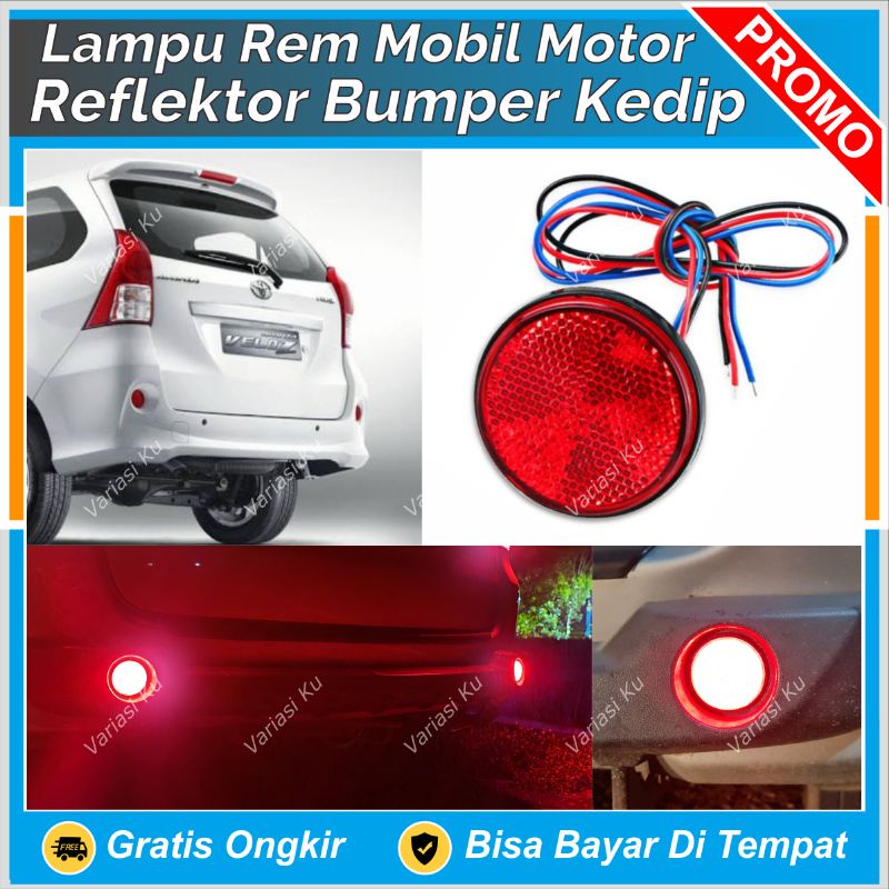LAMPU REM REFLEKTOR SPAKBOR BUMPER DRL MATA KUCING BULAT 2 MODE BISA KEDIP UNTUK MOBIL & MOTOR: VARI