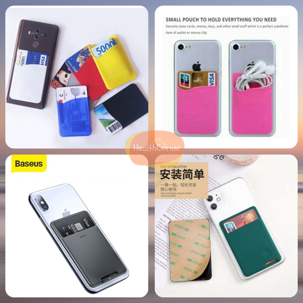 Silicone Card Holder HP / Tempat kartu ATM Tempel di handphone / Sticky Card Holder