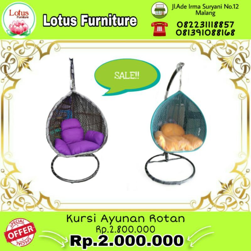 Kursi Ayunan Rotan / Kursi Gantung Anyaman
