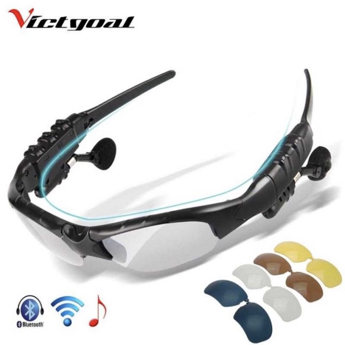 VICTGOOL Kacamata Polarized Earphone Bluetooth dengan 5 lensa V9100