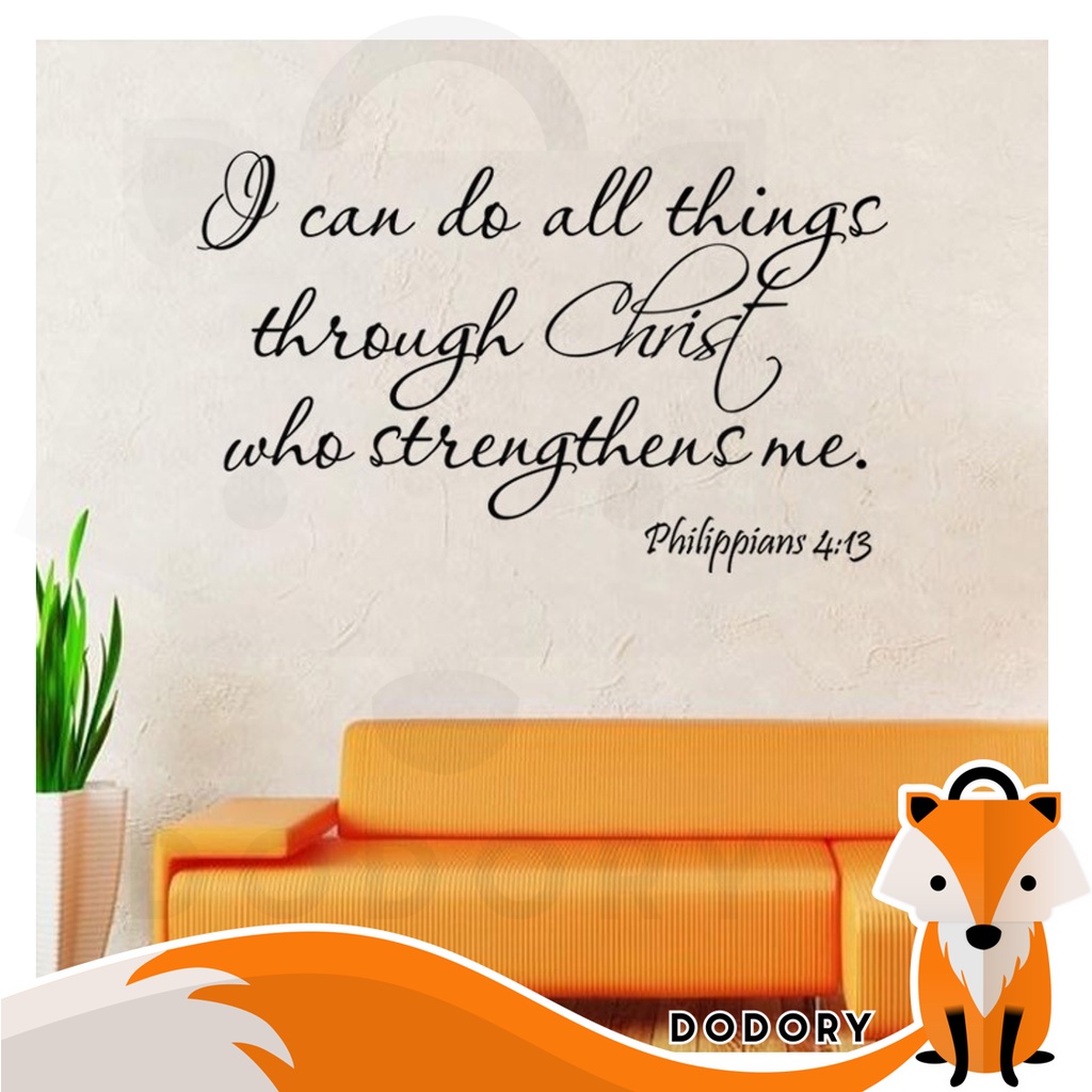 DODORY STC003 Stiker Quote Alkitab Filipi 4:13 Motivasi Bible Philippians 4:13 Sticker Dinding