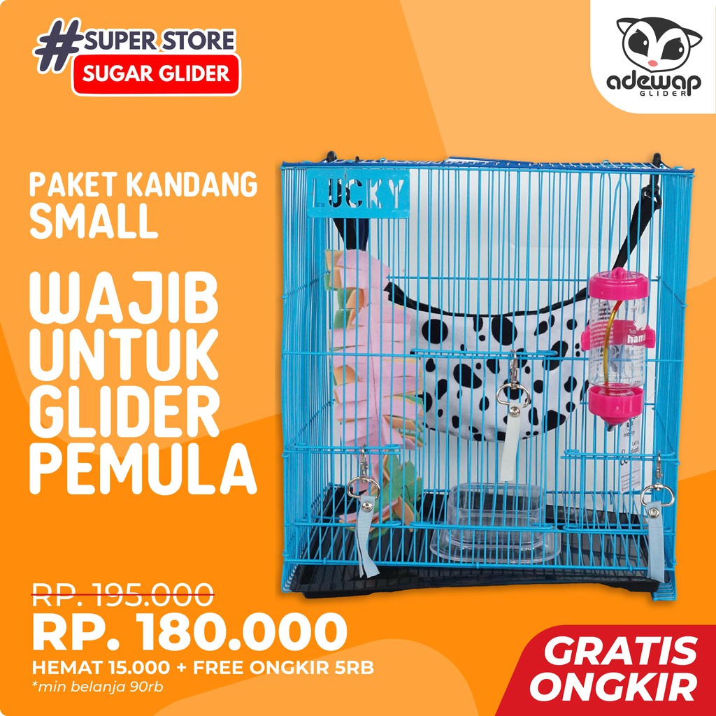 ADEWAP GLIDER Paket Hemat 7! Kandang Small Perlengkapan Pemeliharaan Sugar Glider