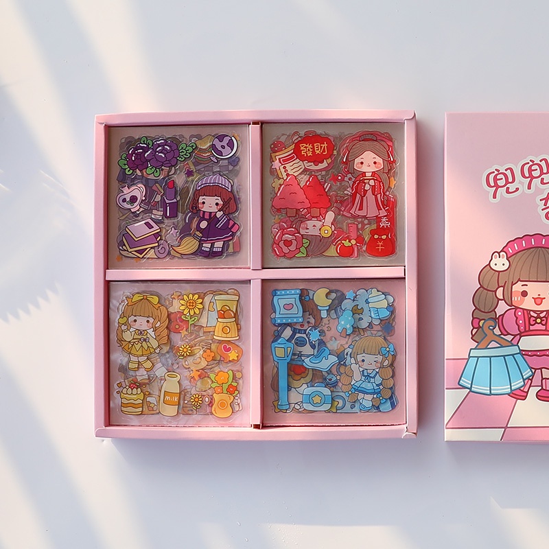 100pcs Stiker Motif Kartun Perempuan Lucu Anti Air Untuk Dekorasi Diary DIY