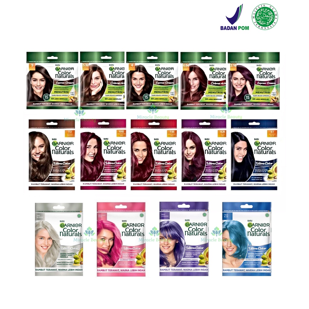 Garnier Hair Color Natural Express Cream / Creme Riche / Ultra / Pastel Pewarna Rambut Instan