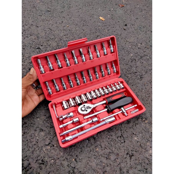 kunci sok 46 pcs - socket wrench set 46 pcs - shock 46 pcs