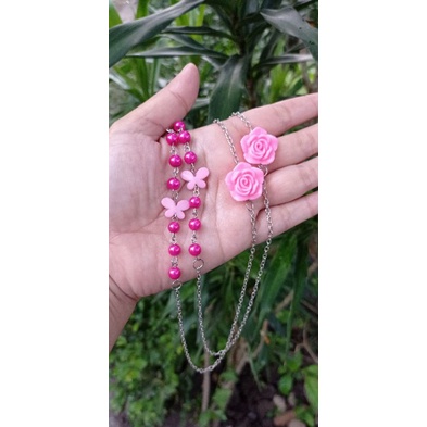 RANTAI MAWAR /strap masker 2in1/ kalung masker/ lanyard /konektor hijab
