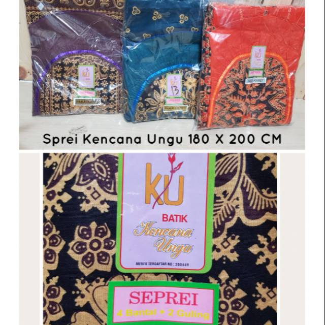 Sprei Batik Kencana Ungu 180x200 Original lebel Ungu Violet