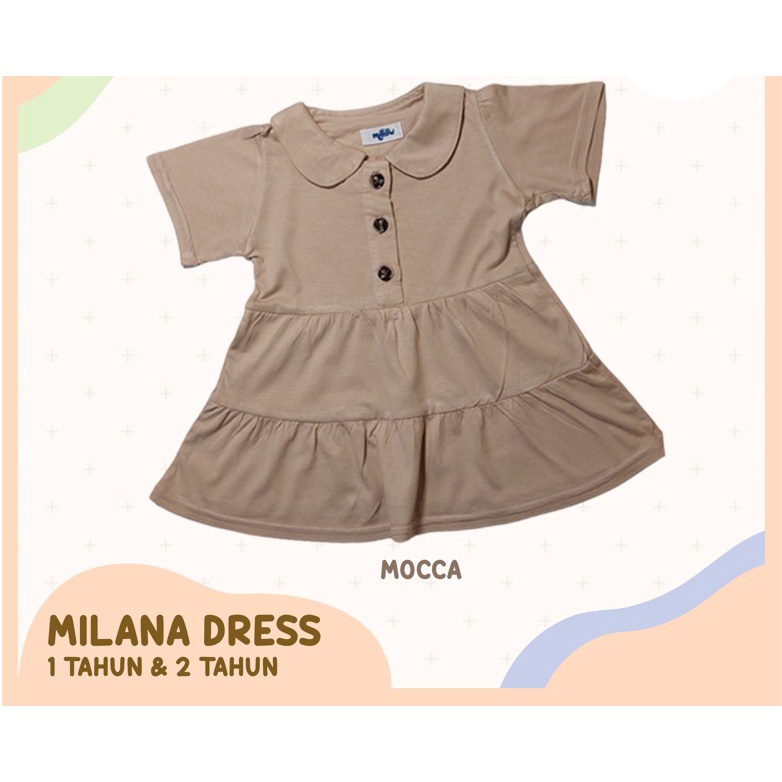 Milana Dress Korea Anak Perempuan 1 - 2 Tahun Bahan Katun Premium Dres Casual Anak