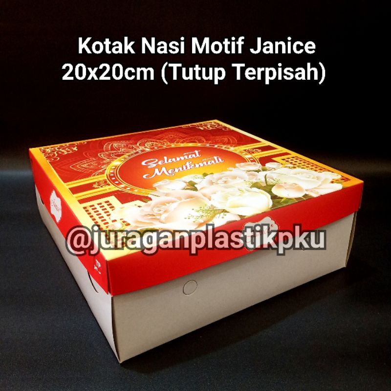 ( PER 10 PCS ) Kotak Nasi Motif Janice TPS 20x20 cm | Dus Makanan Lunch Box Makanan Kertas Tutup Ter
