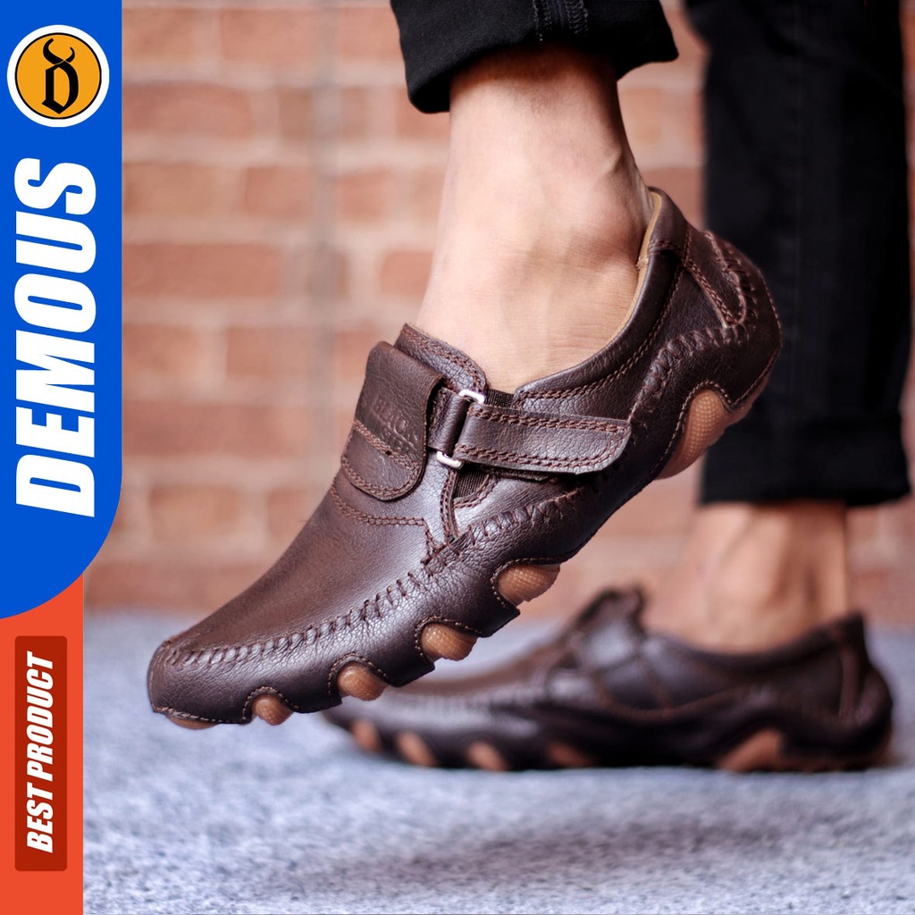 Sepatu Formal Pria Sepatu Casual Pria Kulit Asli Slop Sepatu Pantofel Kerja Kantor Kuliah Kondangan Sepatu Hitam Pria DEMOUS BUFFON