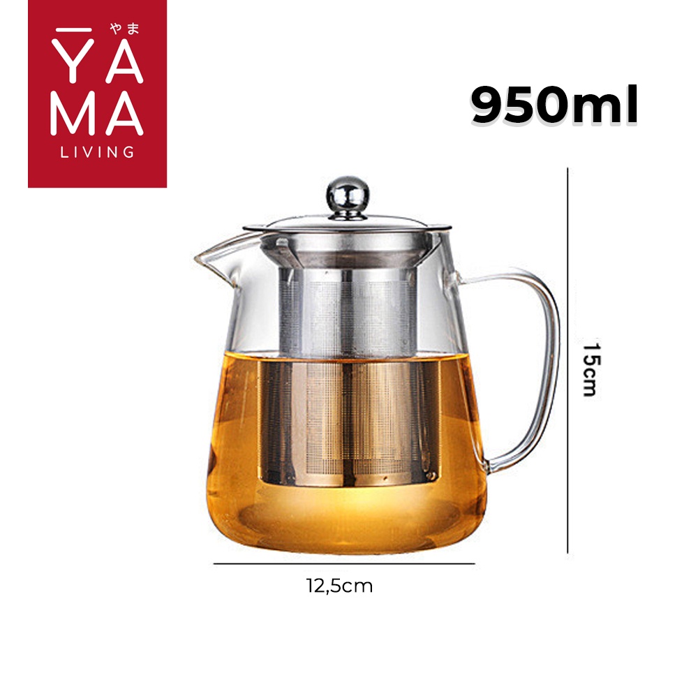 YAMA KYOSA Tea Pot Infuser Teko Teh Kaca Stainless Teapot Teko Teh Dengan Saringan Tea Maker