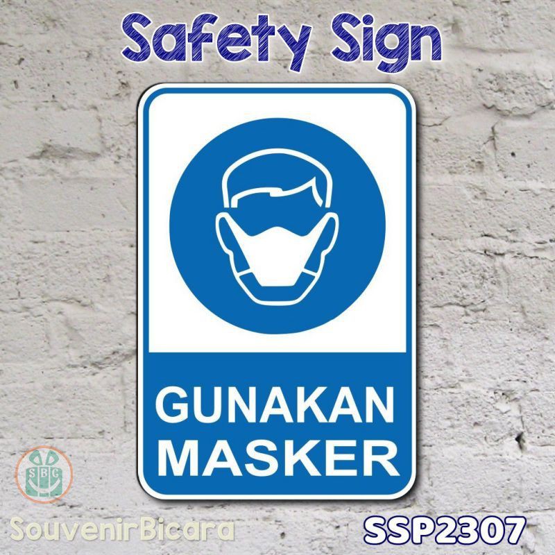 Custom Safety Sign Label Rambu Petunjuk K3 Eesh Gunakan Masker Shopee Indonesia