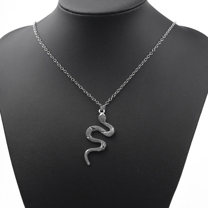 Unisex Silver Snake Serpent Necklace Pendant Jewellery Long Chain 18&quot; / 45.7cm