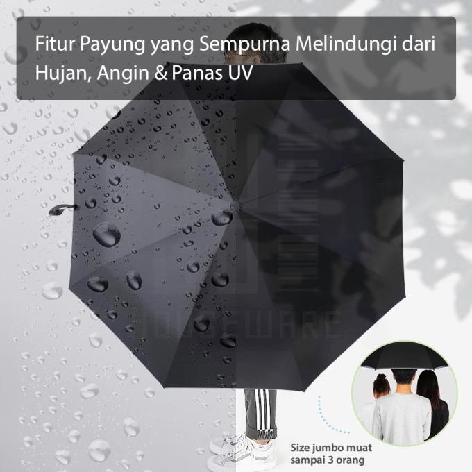 Hugo Payung Lipat Golf Besar Mewah Jumbo Otomatis Polos Lipat Dua